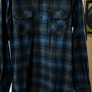 Pendleton Men's Navy and Black Plaid Shirt